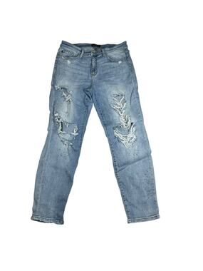 Judy Blue Jeans Womens 11/30 Pastel Paint Splatter Boyfriend Fit Grunge Distress
